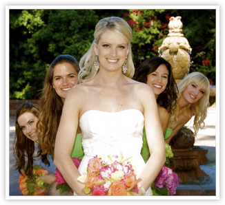 bride with bridesmaids